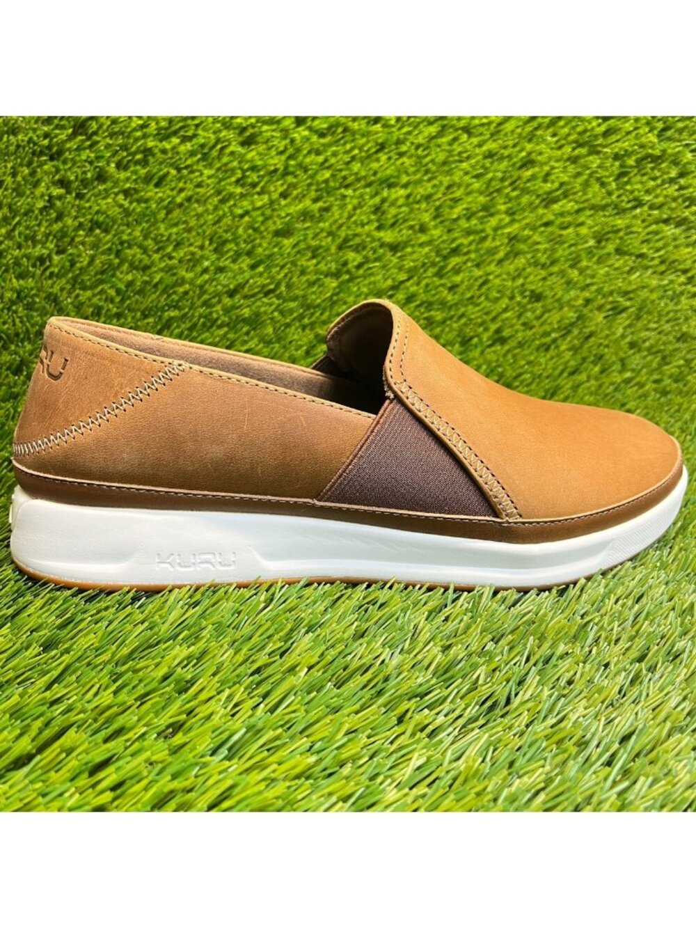 Kuru Roam Atla Womens Size 10 Brown White Casual Walking Leather Slip-On Shoes